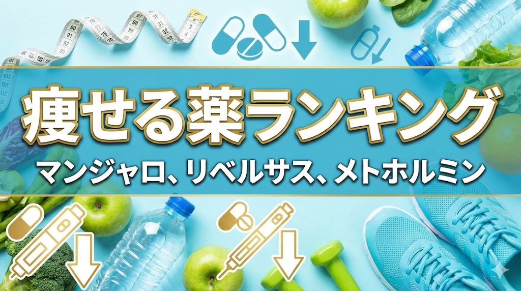 痩せる薬ランキング。マンジャロ、リベルサス、メトホルミンアイキャッチ